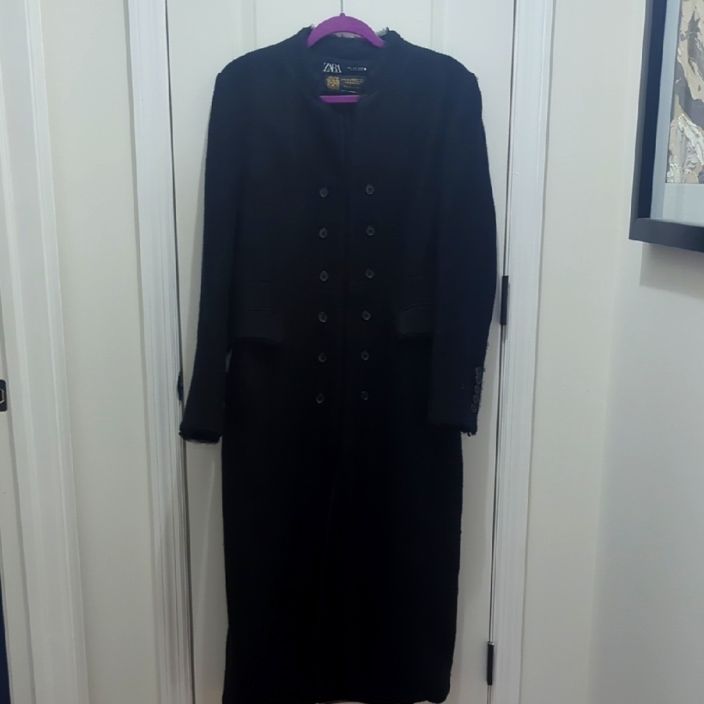 Zara Black Trench Coat Classic Longline Design